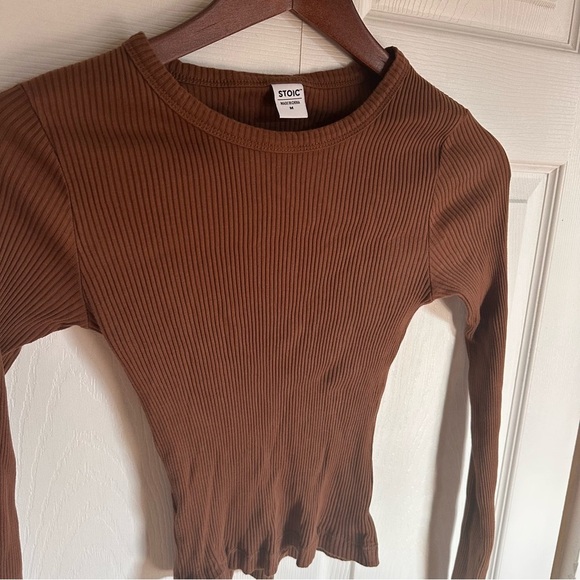 STOIC Long Sleeve Base Layer Shirt cropped medium ribbed cotton - Picture 2 of 7